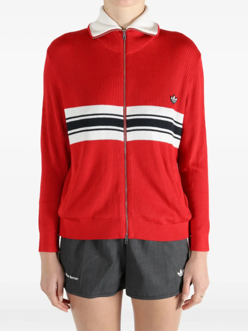 adidas  zip striped sweat