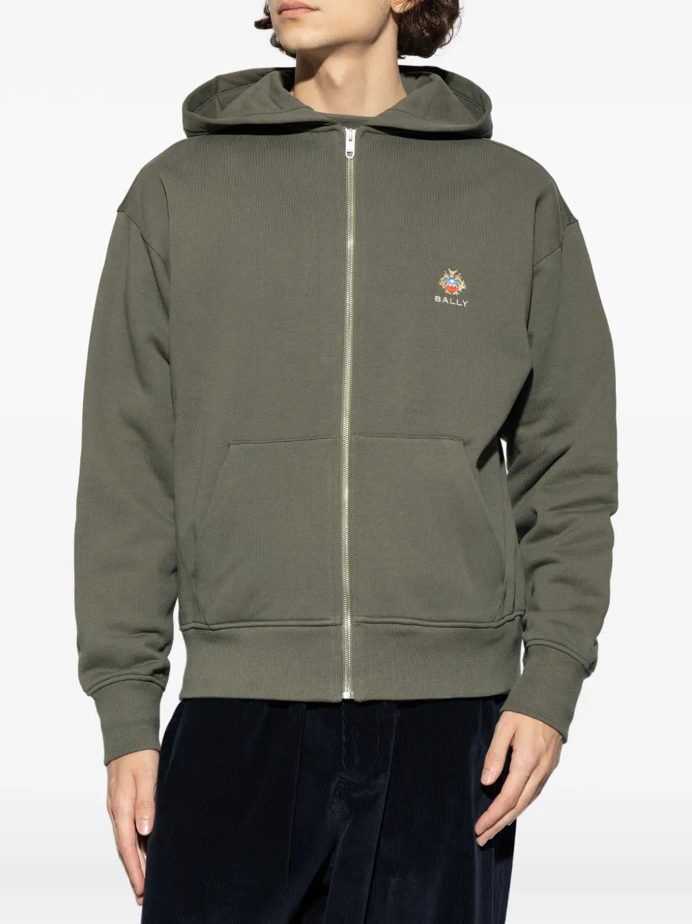 Bally logo-embroidered zip-up hoodie