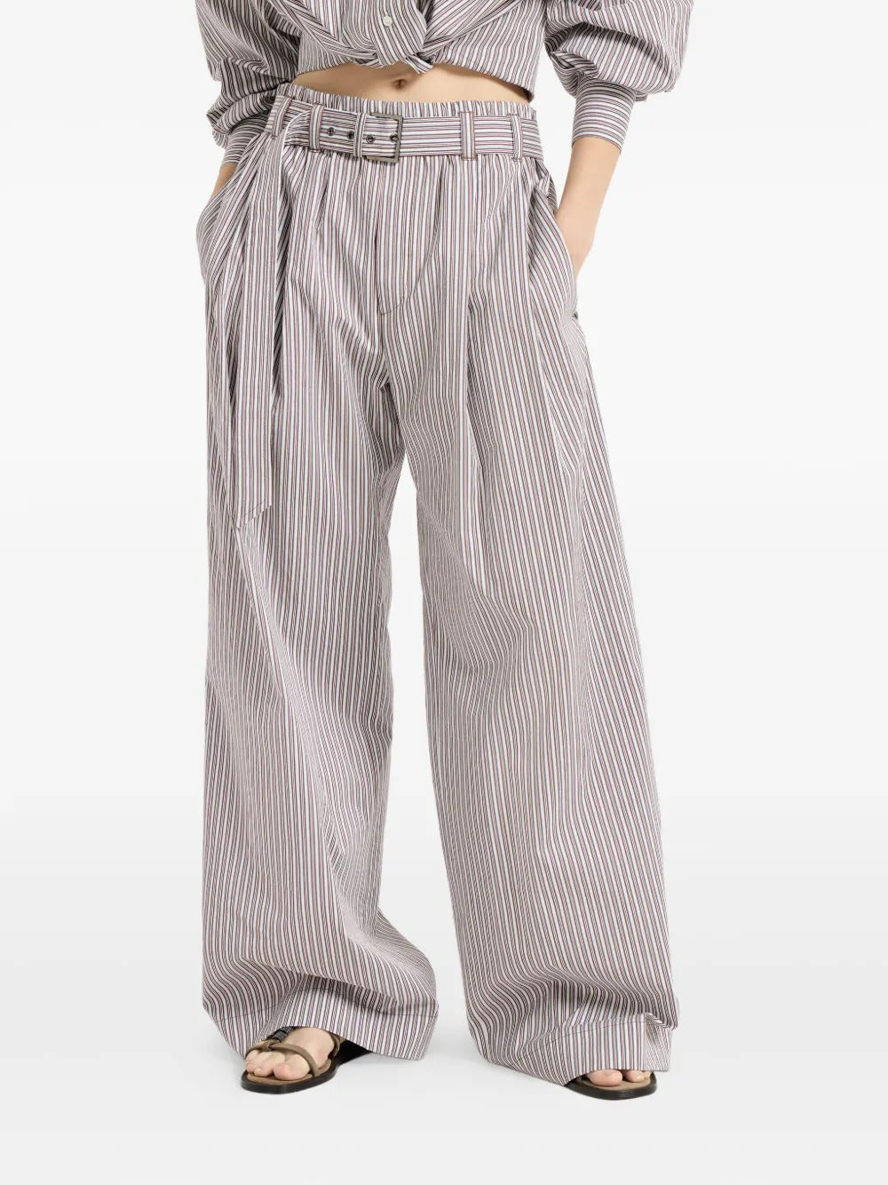 Brunello Cucinelli  striped belted trousers