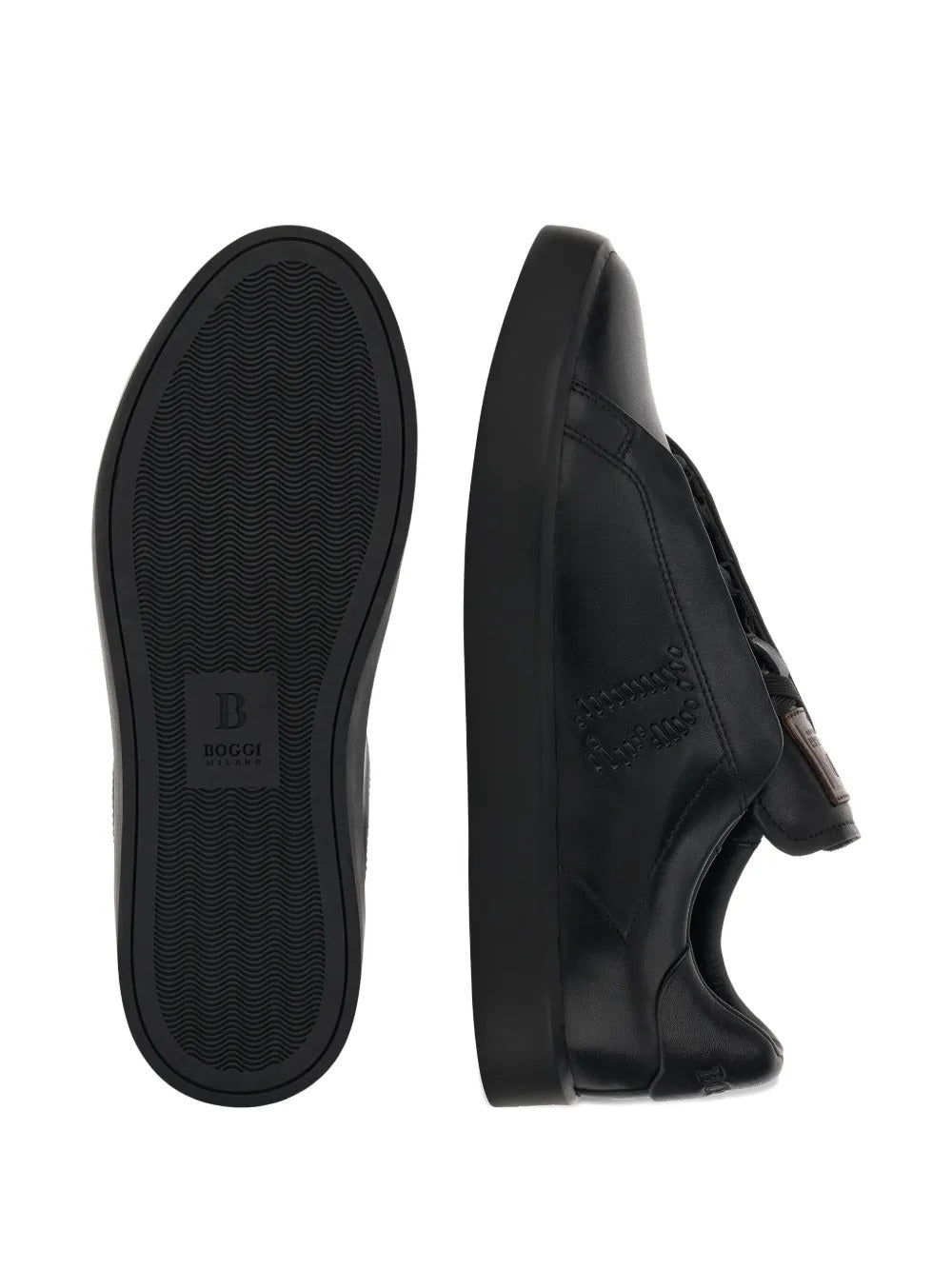 Boggi Milano  embroidered logo leather sneakers