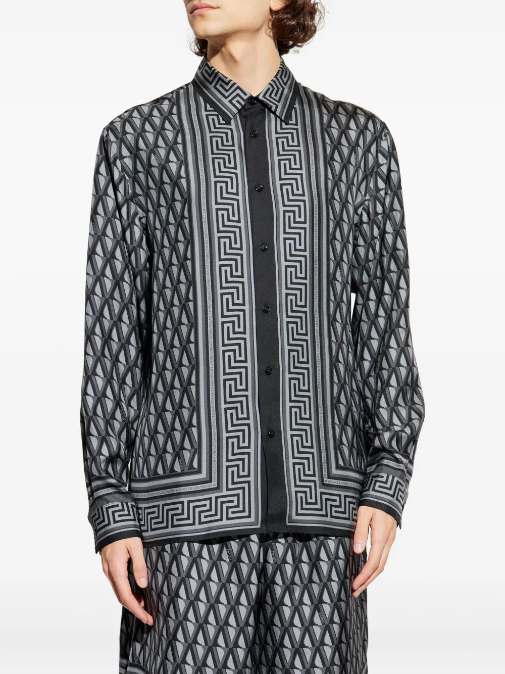 Versace  geometric-pattern silk shirt