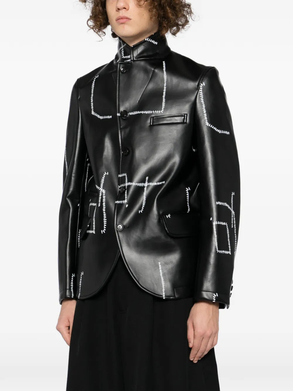 Black Comme Des Garçons stitch detail-printed blazer