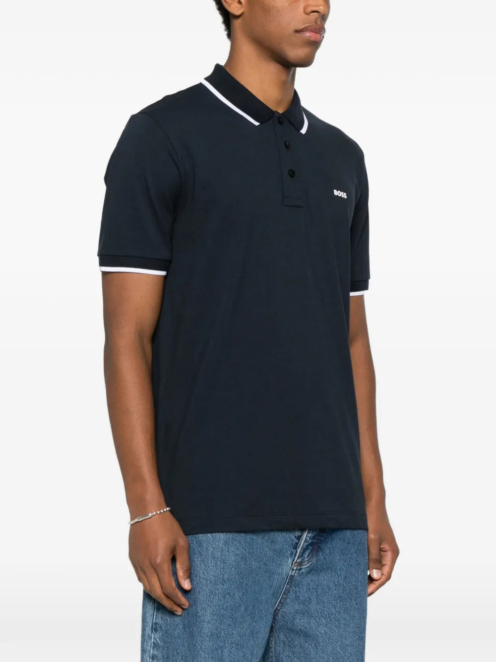 BOSS button trim polo shirt