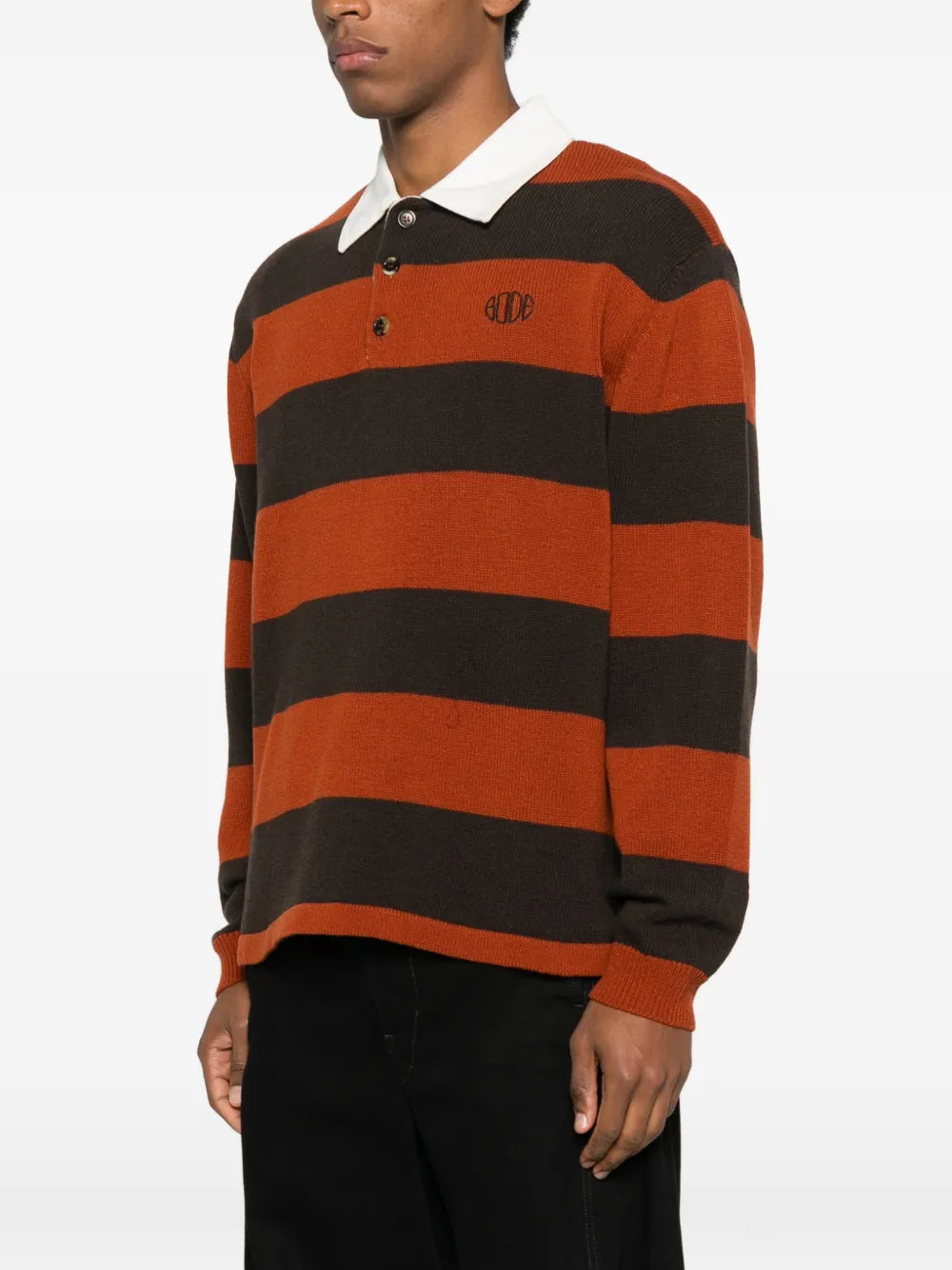 BODE striped-collared polo shirt