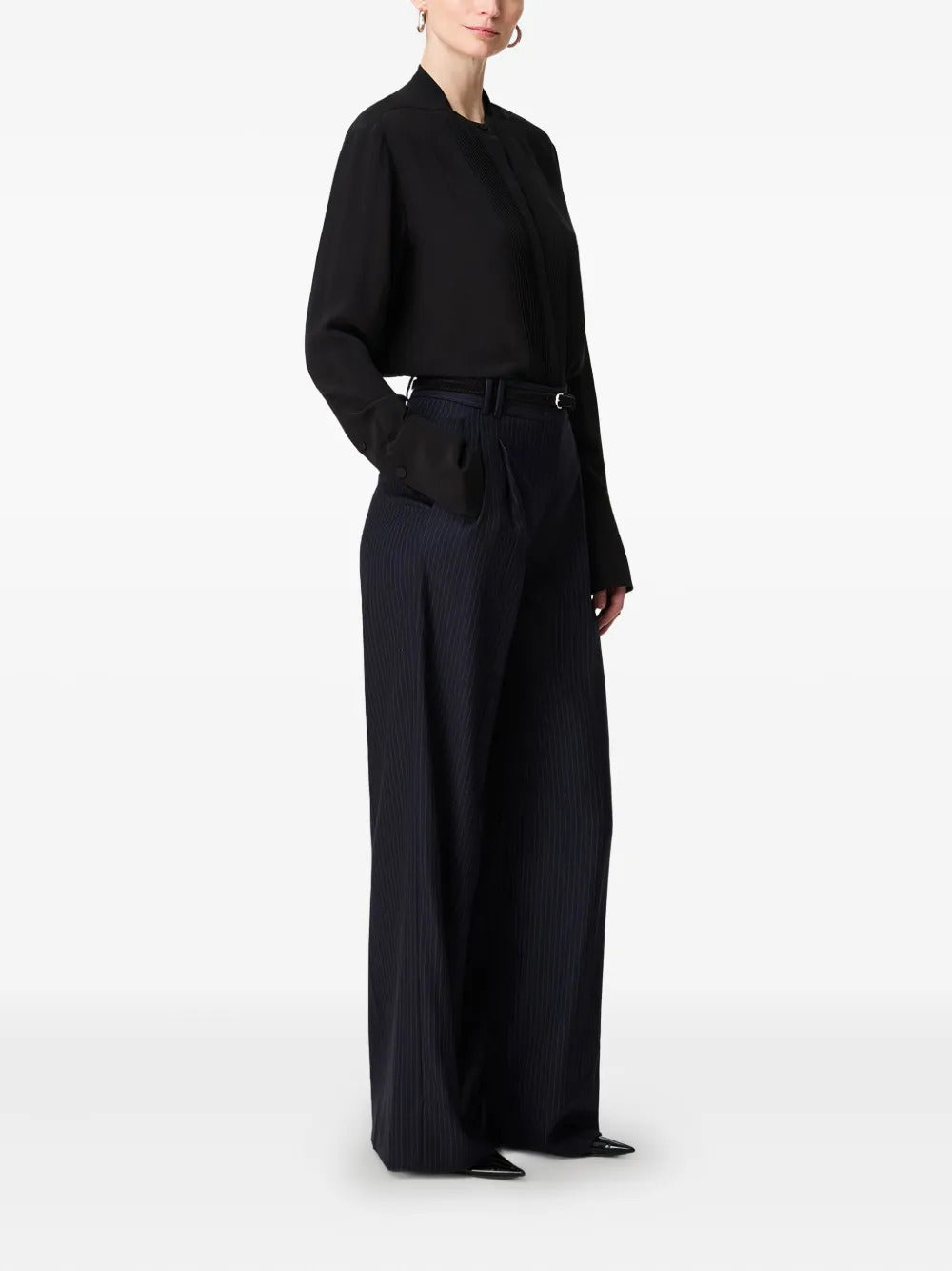 Another Tomorrow  pleated tuxedo shirt