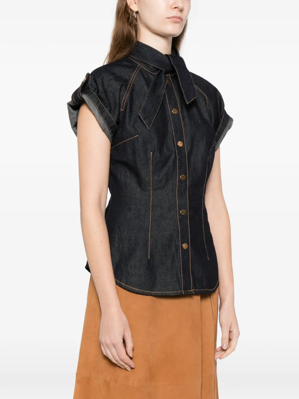 ZIMMERMANN denim tie neck shirt - Image 3