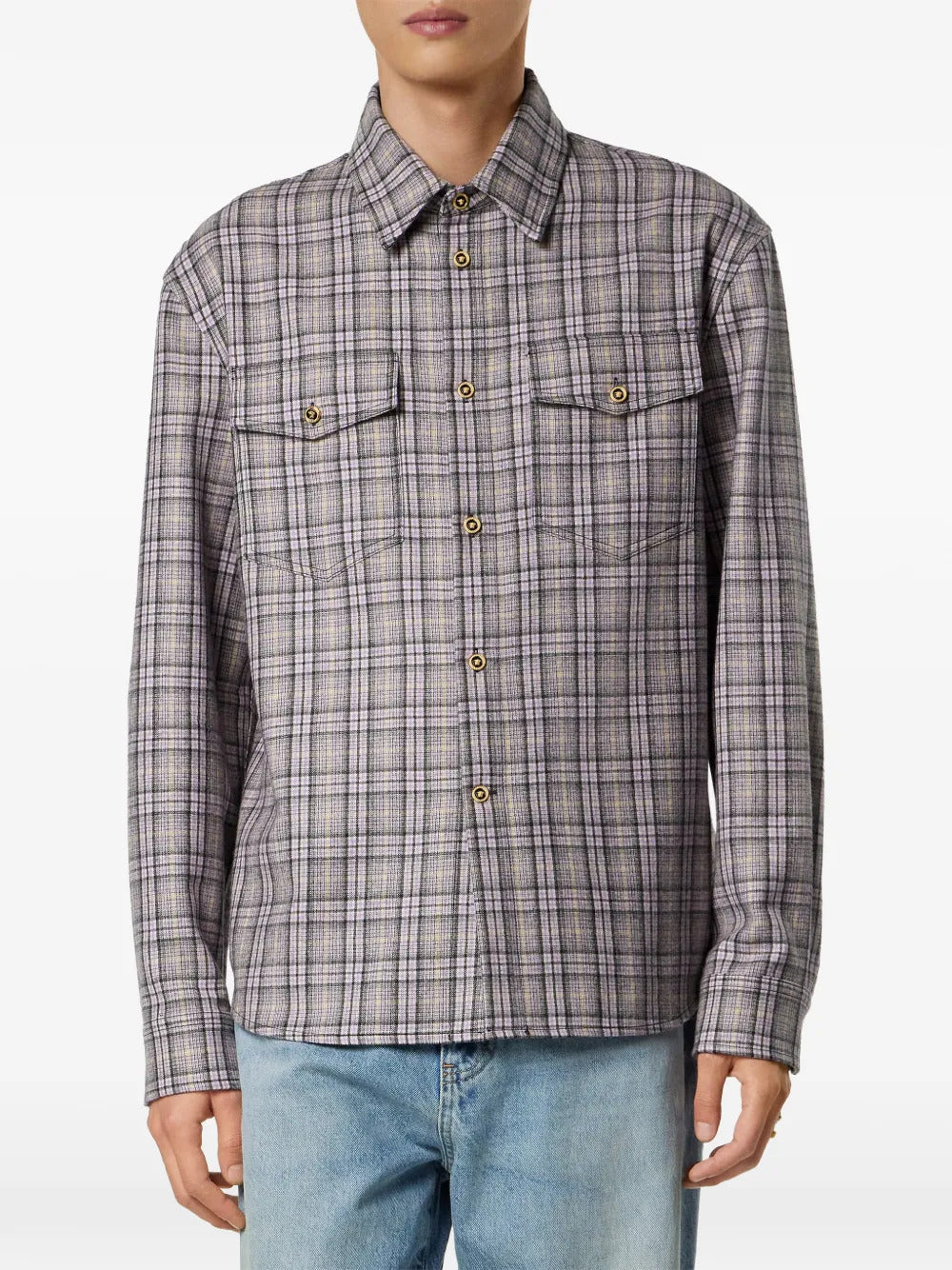Versace  checked long-sleeve shirt