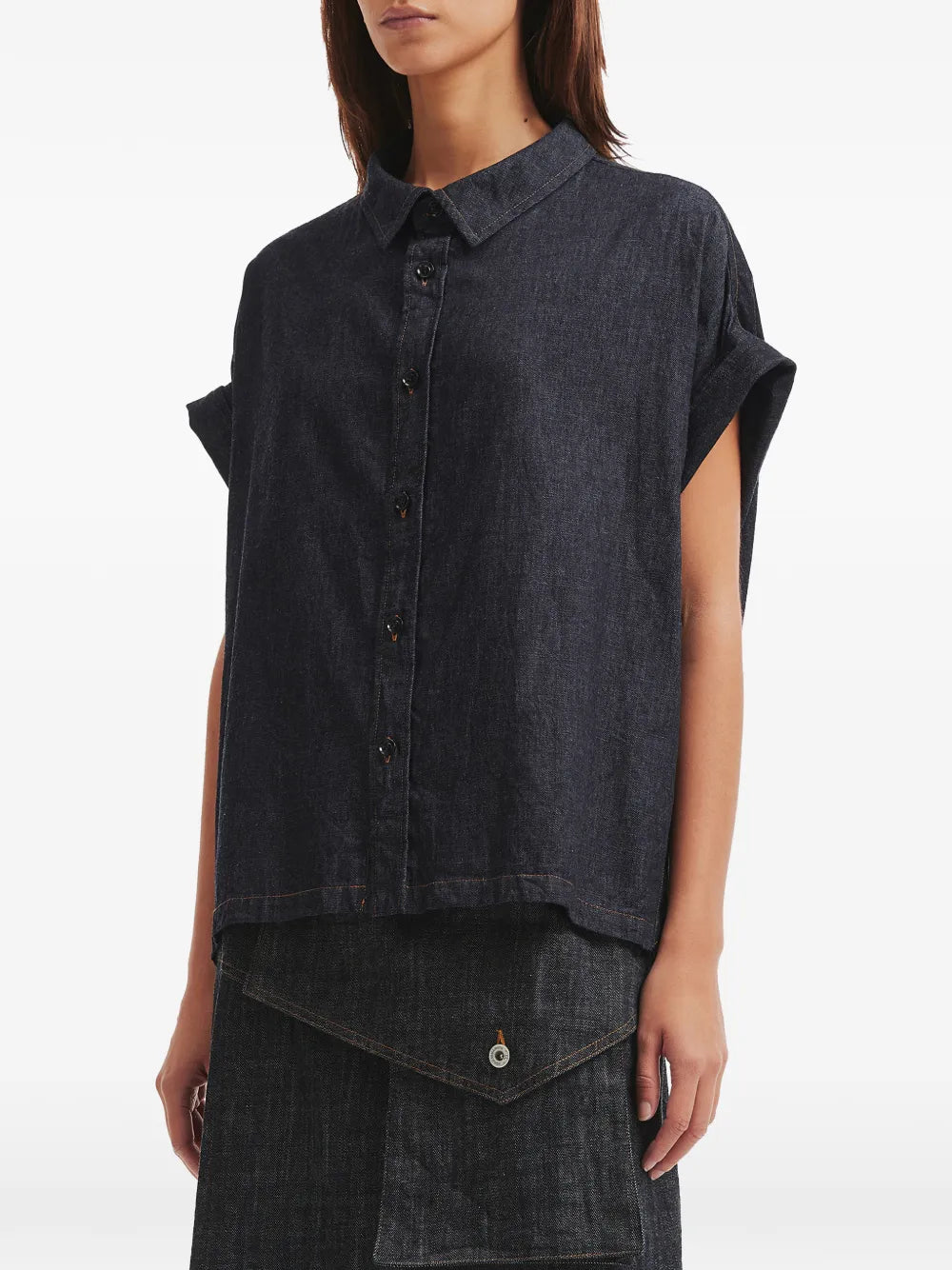 Y's cuffed-sleeve denim shirt