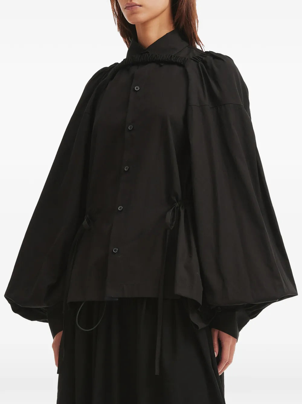 Yohji Yamamoto  balloon-sleeve drawstring shirt