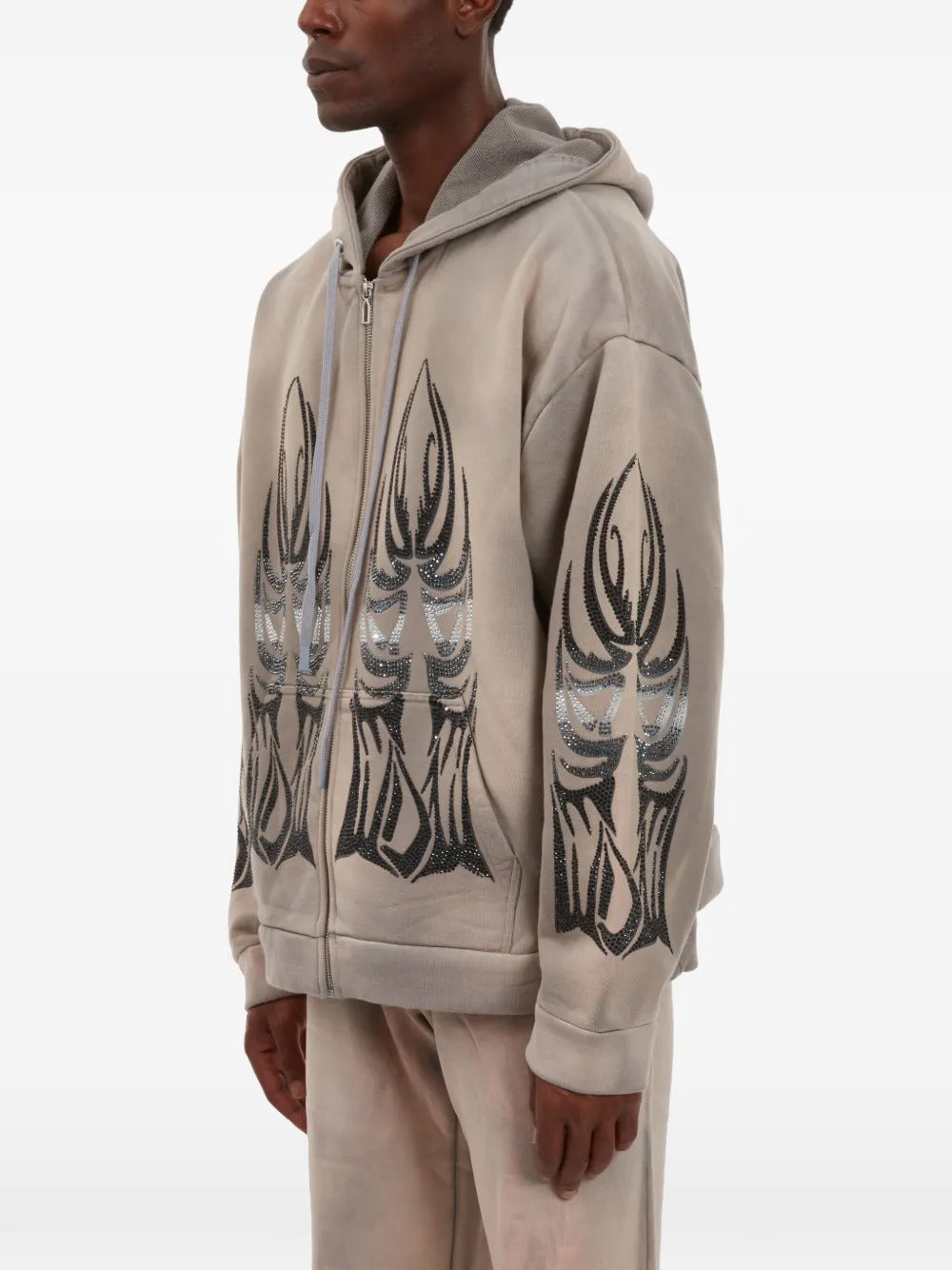 Who Decides War  embellished zip-up hoodie
