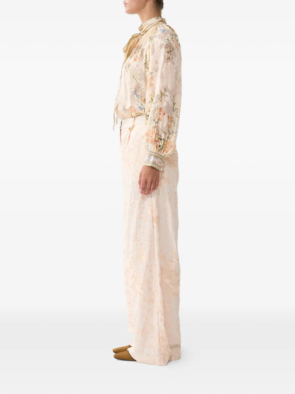 Camilla pussy-bow floral print top