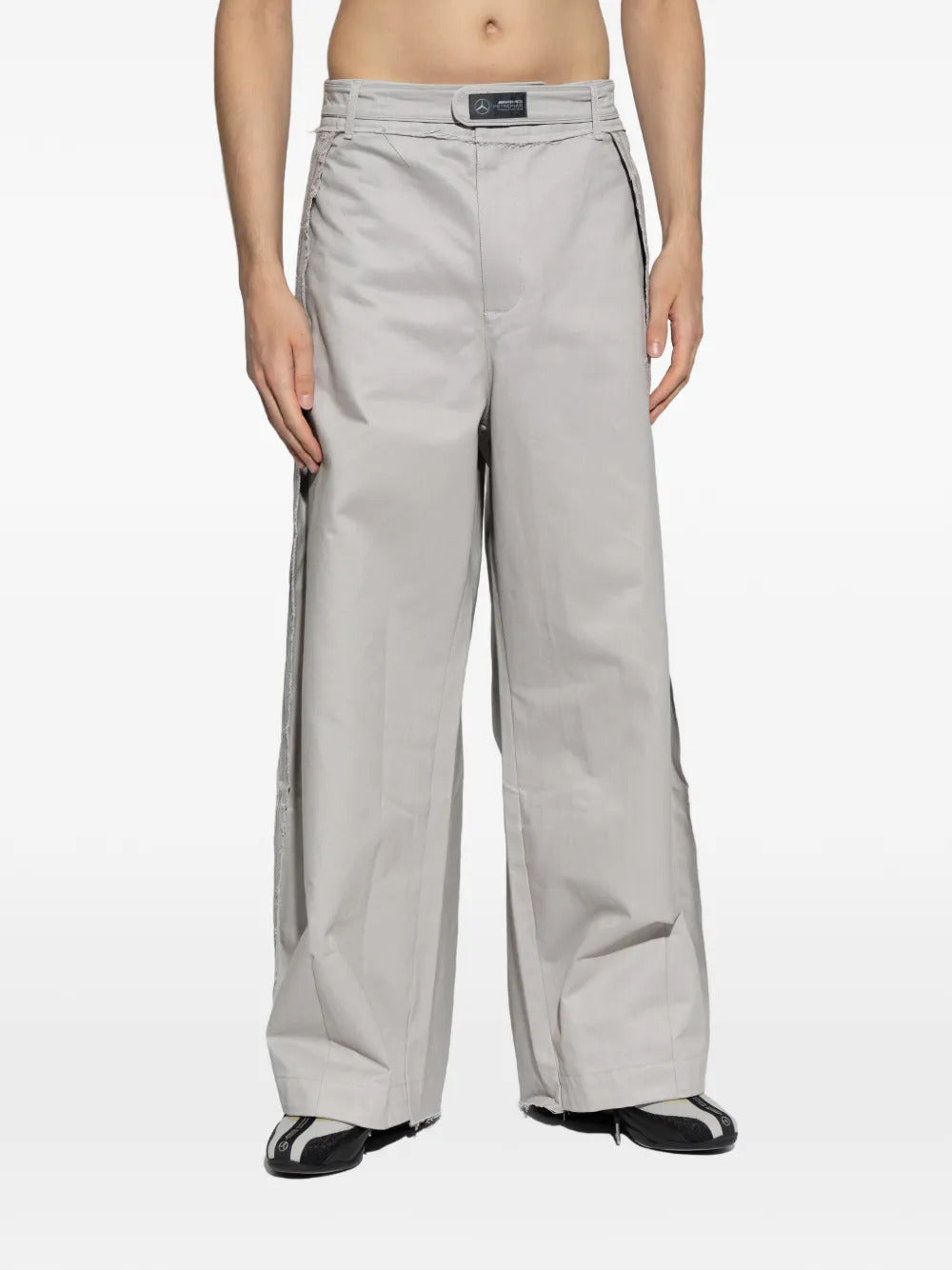 adidas  x Mercedes frayed stripe trousers