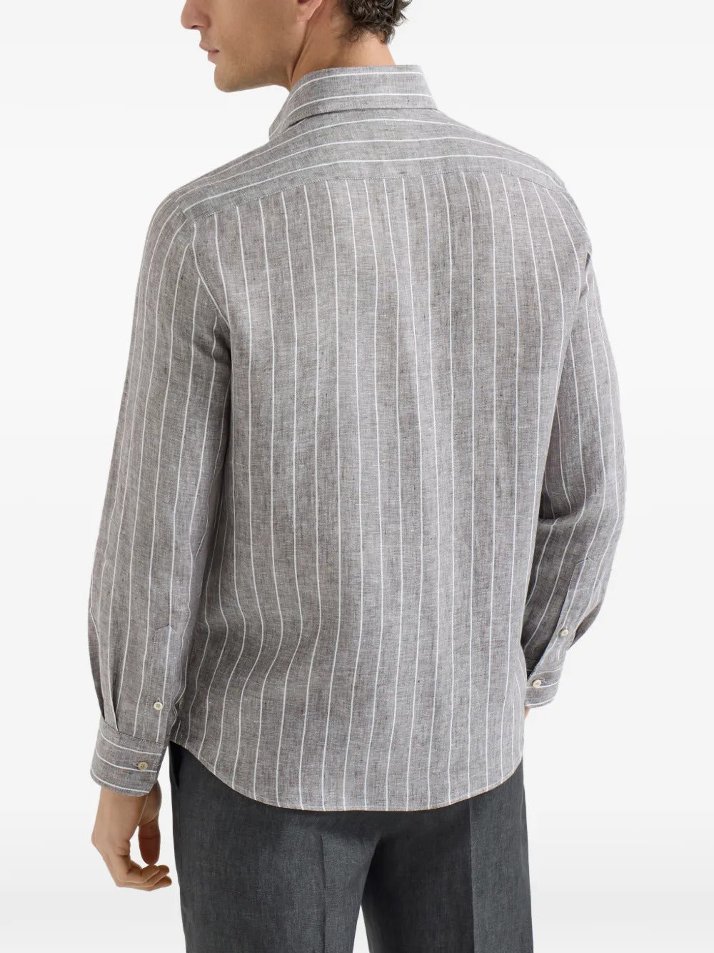 Brunello Cucinelli chalk stripe pointed-collar shirt