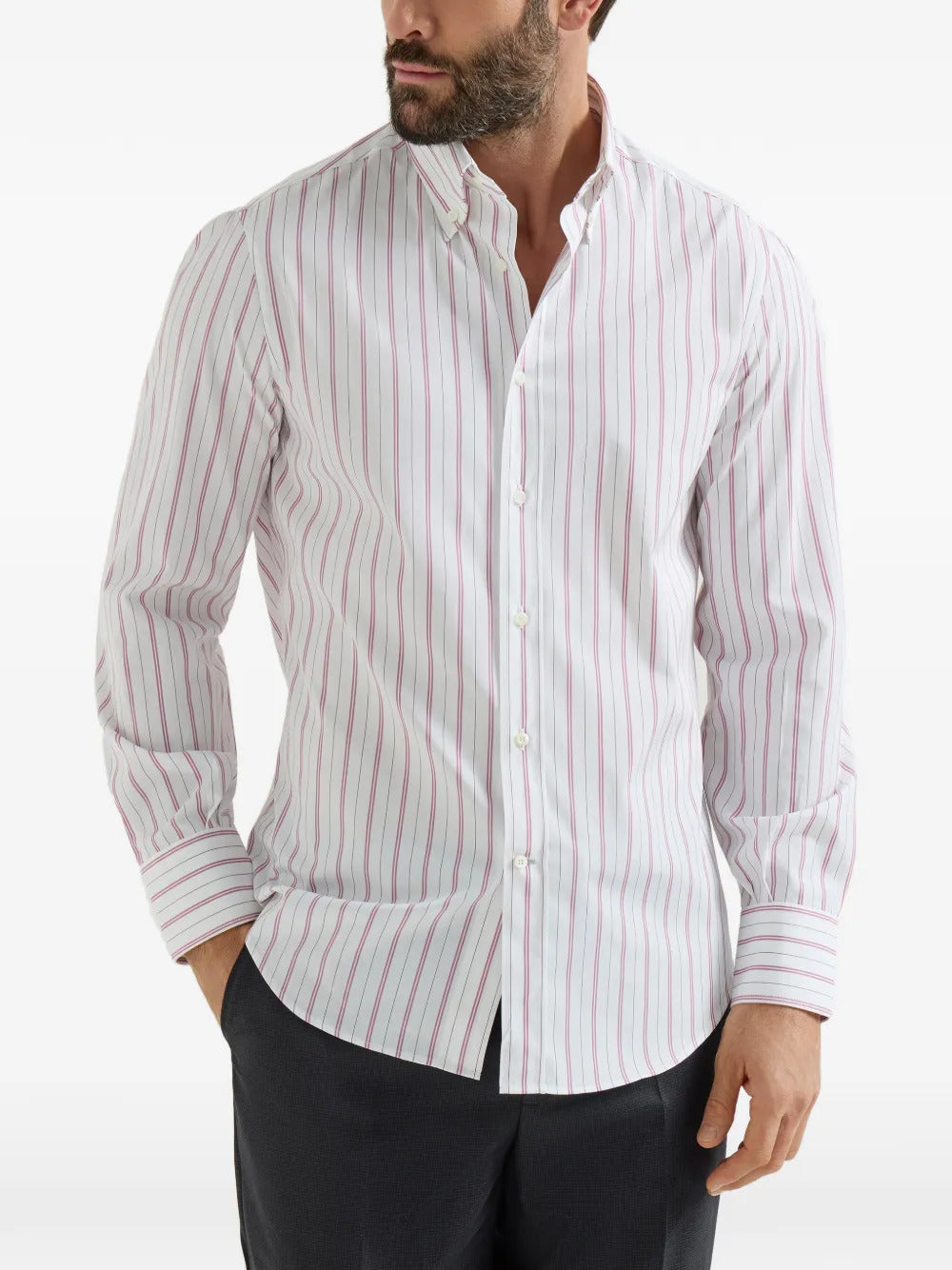 Brunello Cucinelli  stripe-pattern button-down collar shirt