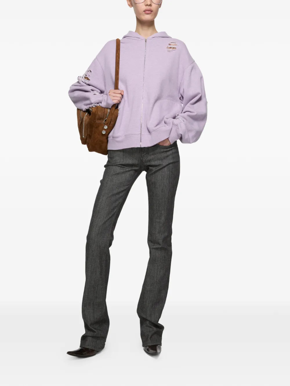 Acne Studios distressed zipped hoodie
