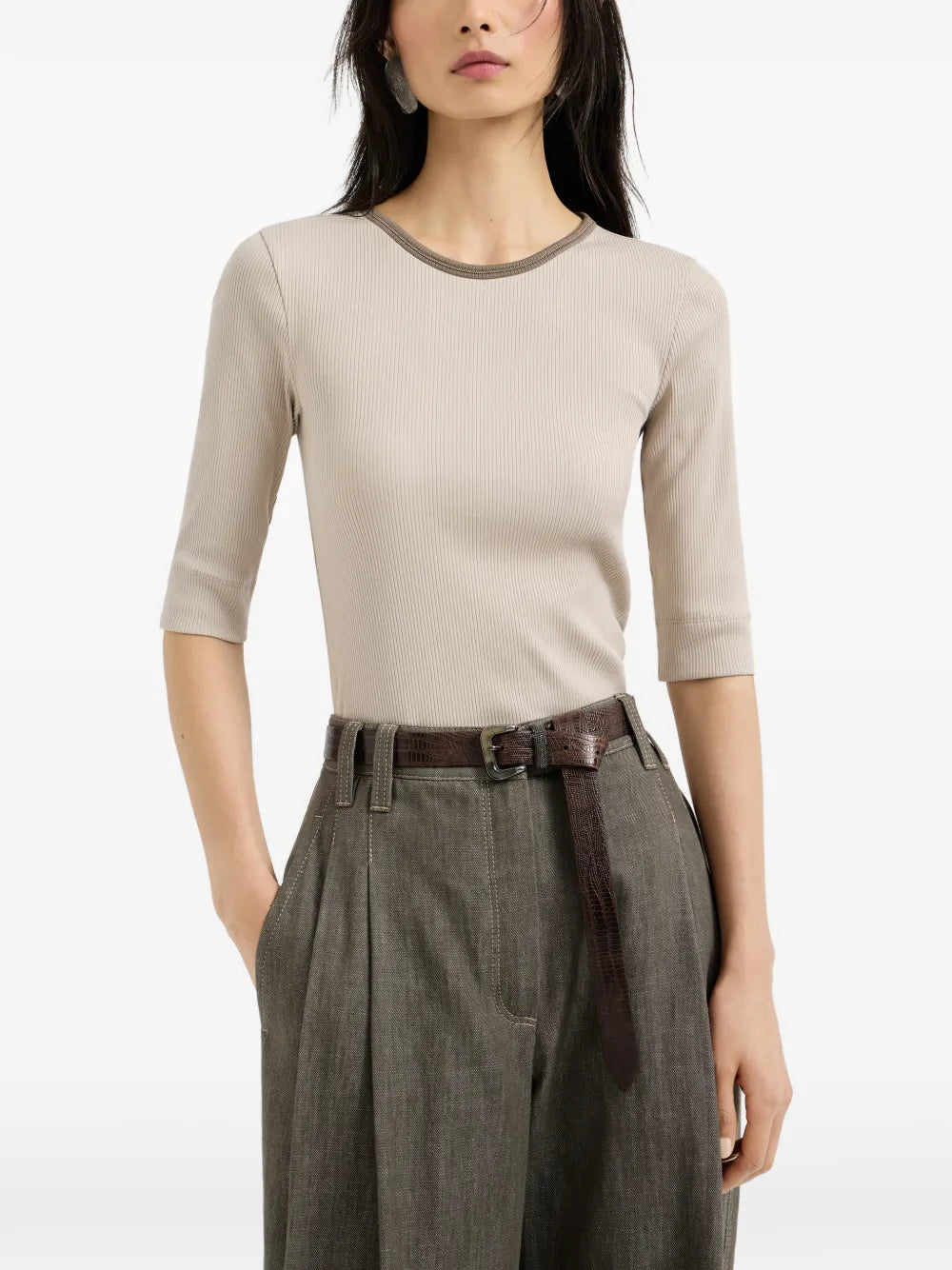 Brunello Cucinelli ribbed trim T-shirt