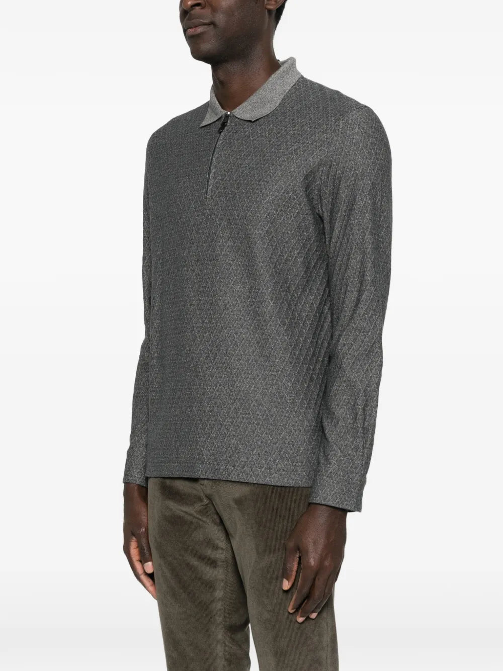 Canali zip-fastening patterned polo shirt