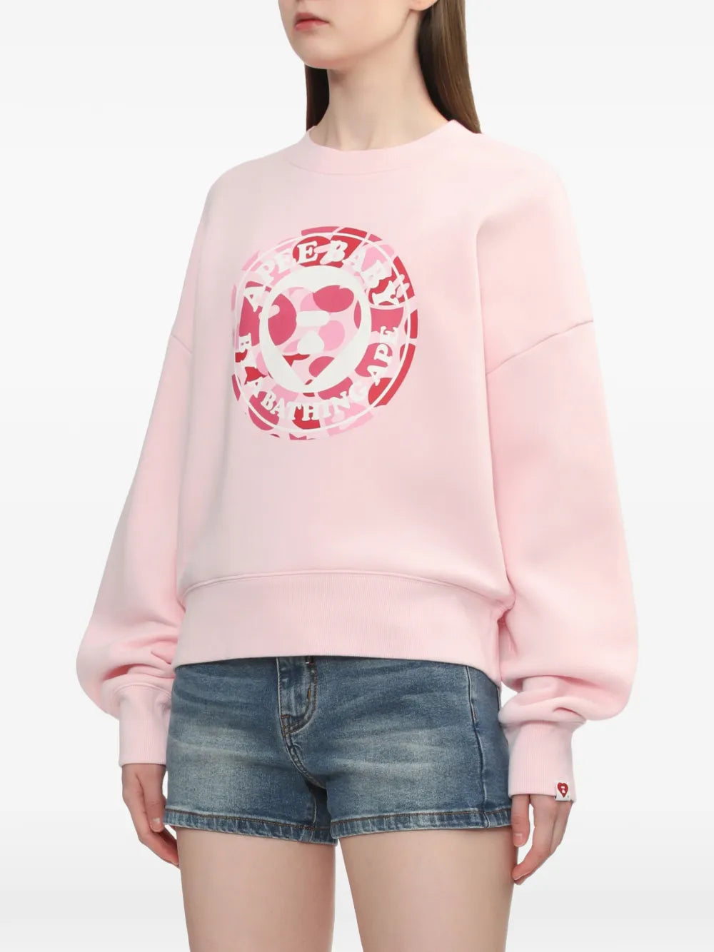 A BATHING APE®  Round Camo heart-print sweatshirt