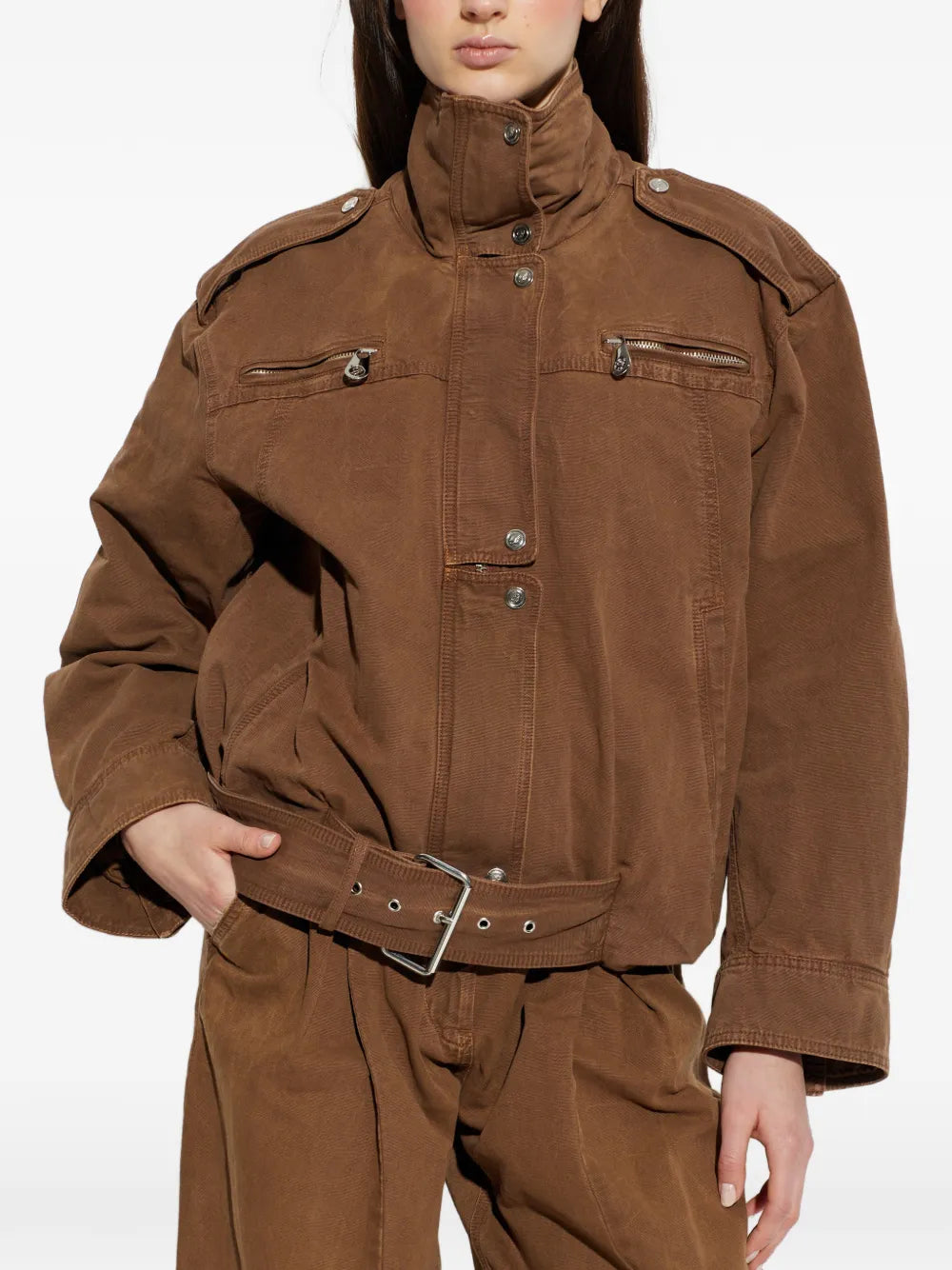 Blumarine zipped belted jacket