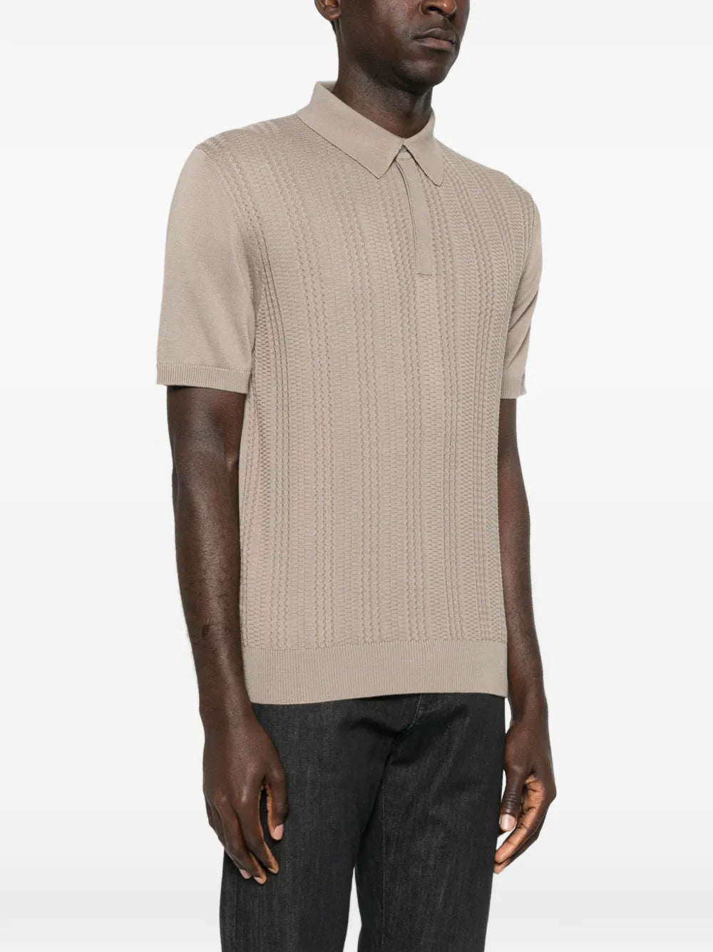 Canali textured knitted polo shirt