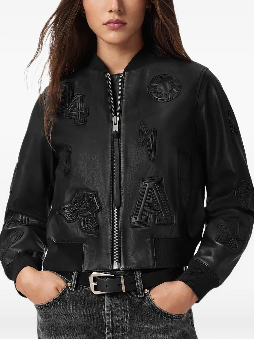 AllSaints  Orten 94 appliquéd bomber jacket