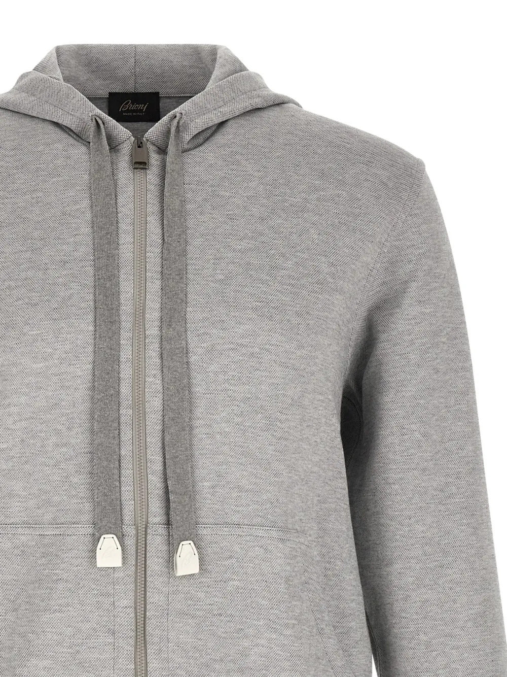 Brioni  piquet logo embroidery hoodie