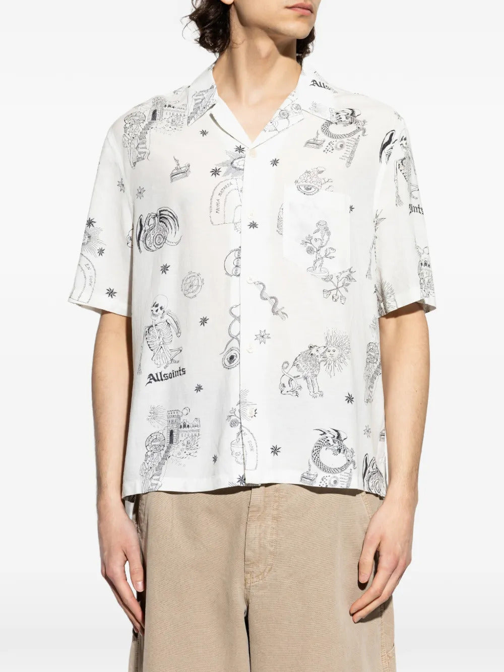 AllSaints Terra printed chest-pocket shirt