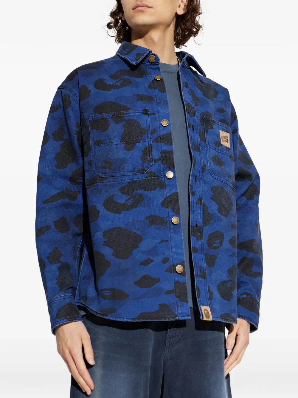 A BATHING APE®  1ST Camo camouflage logo-patch shirt