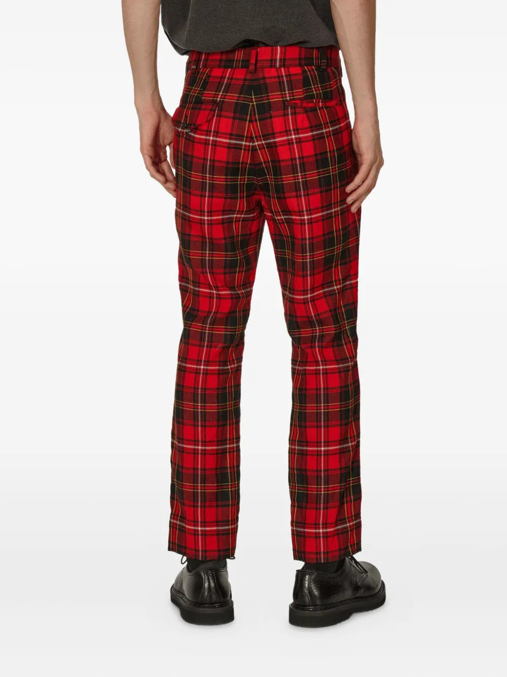 Black Comme Des Garçons buckle-fastening plaid trousers