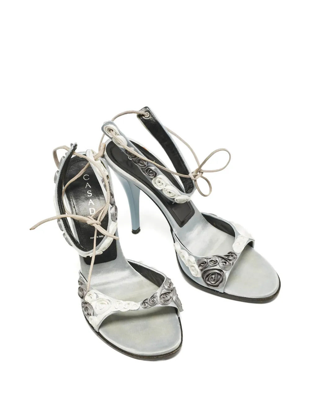 Casadei Vintage 105mm rose-detail satin sandals