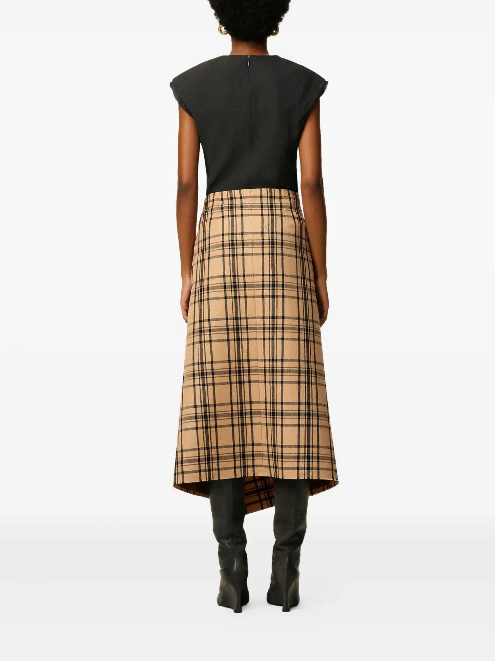 AMI Paris wool checked wrap midi skirt