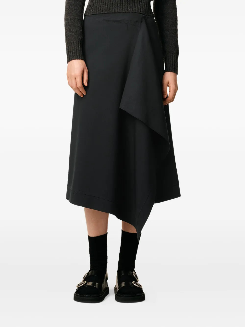AMI Paris  wrap asymmetrical wool midi skirt
