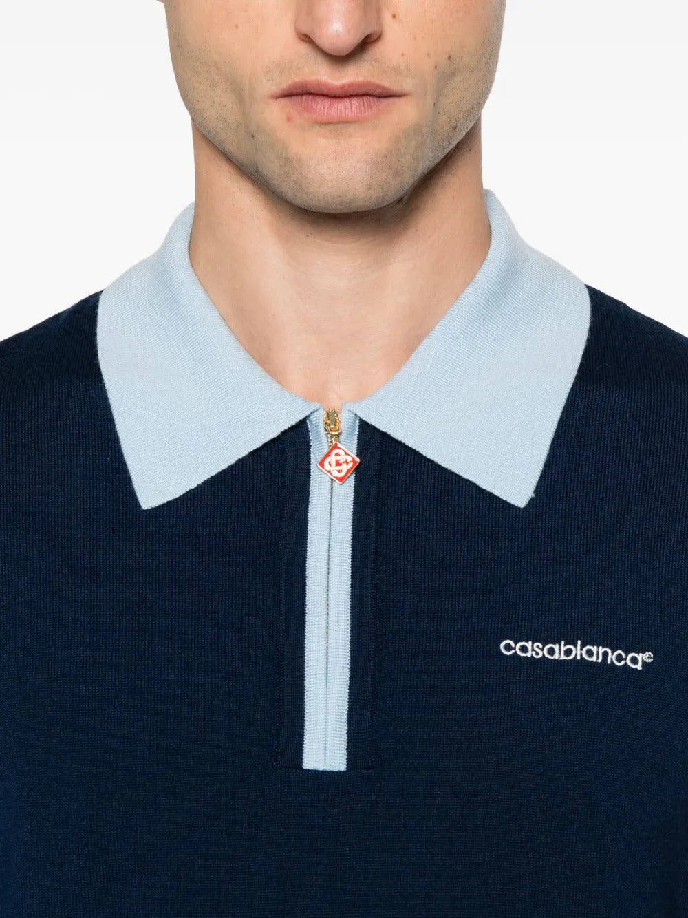 Casablanca zip-front polo shirt