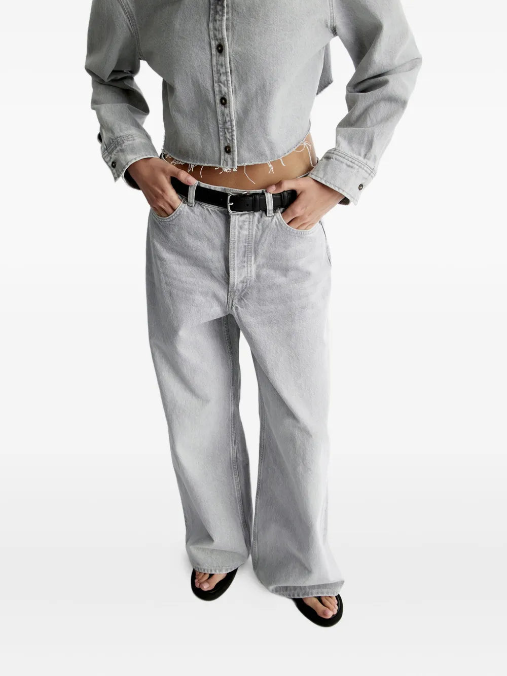 12 STOREEZ  pocketed wide-leg jeans