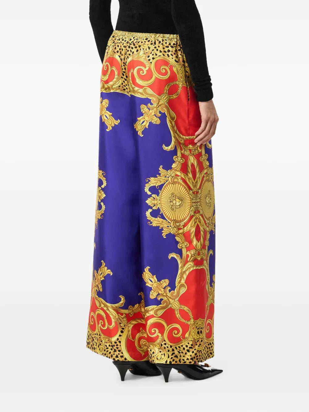 Versace  baroque-print elastic-waist trousers