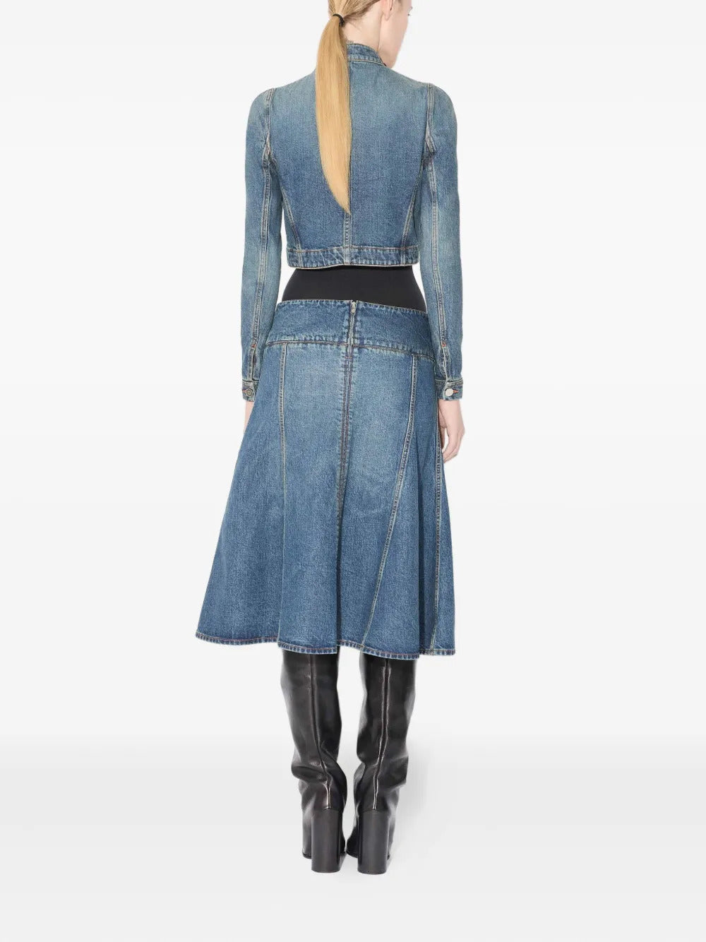 Alaïa panelled denim midi skirt