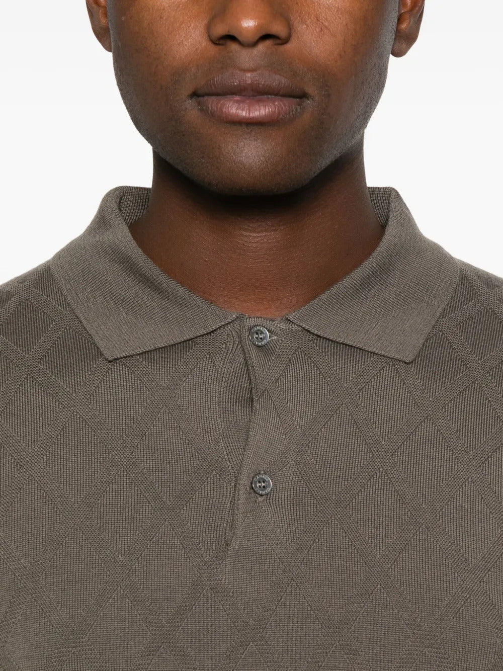 Canali  diamond-pattern polo shirt