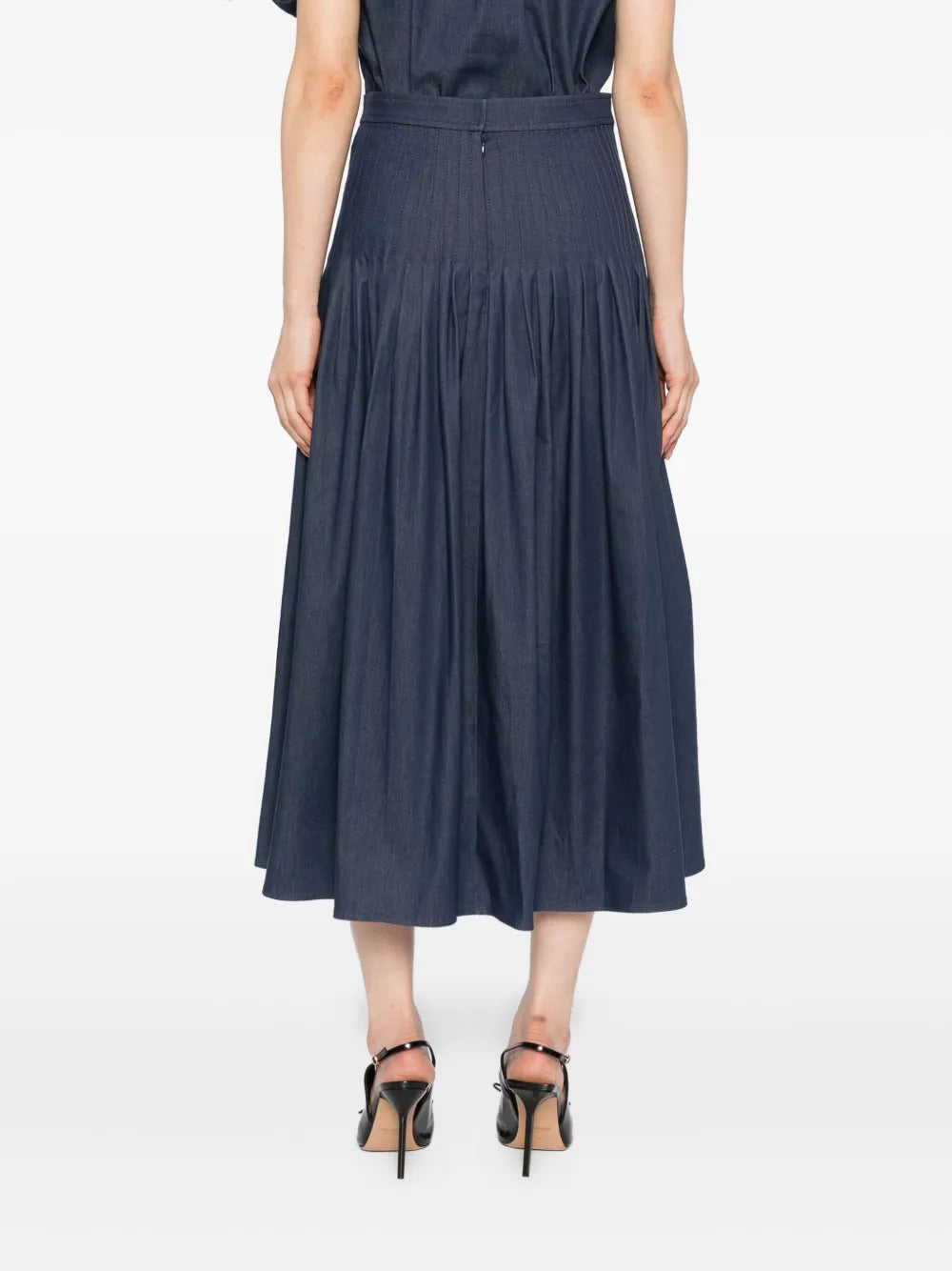 Carolina Herrera pleated denim skirt