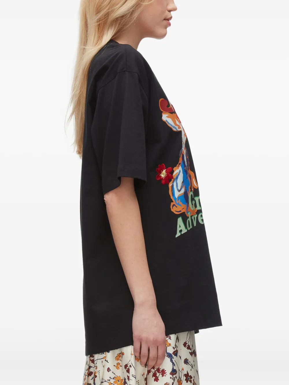 3.1 Phillip Lim  graphic-print floral-embroidery T-shirt