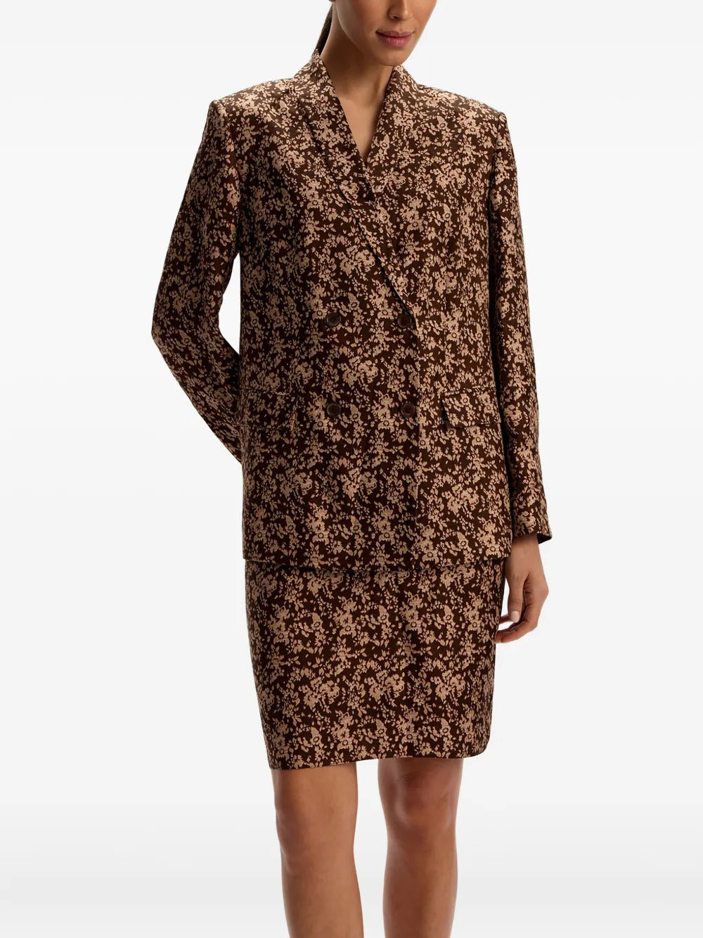 12 STOREEZ  floral-pattern silk midi skirt