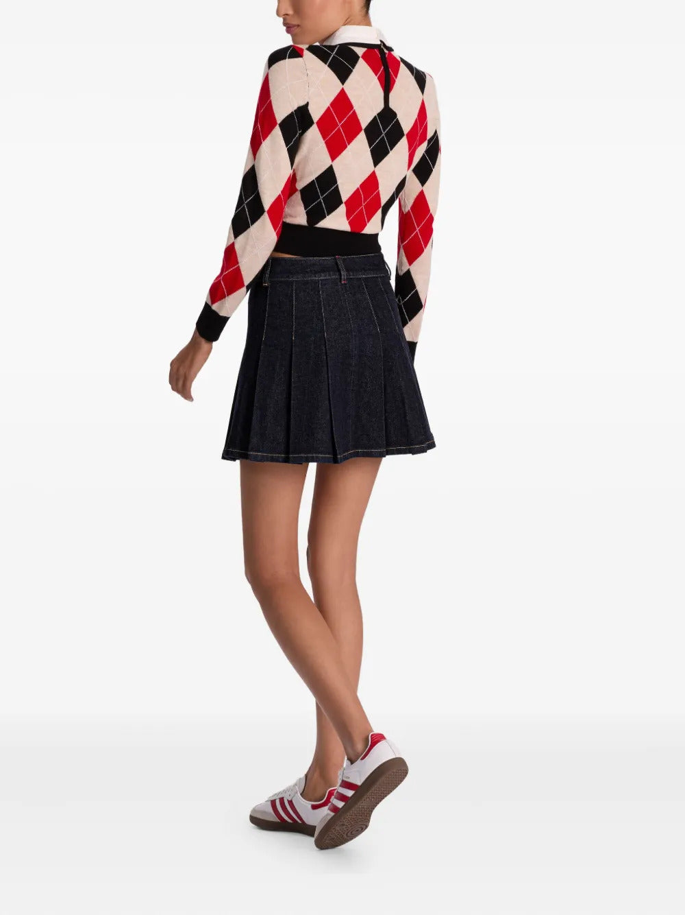 alice + olivia Suzie pleated denim mini skirt