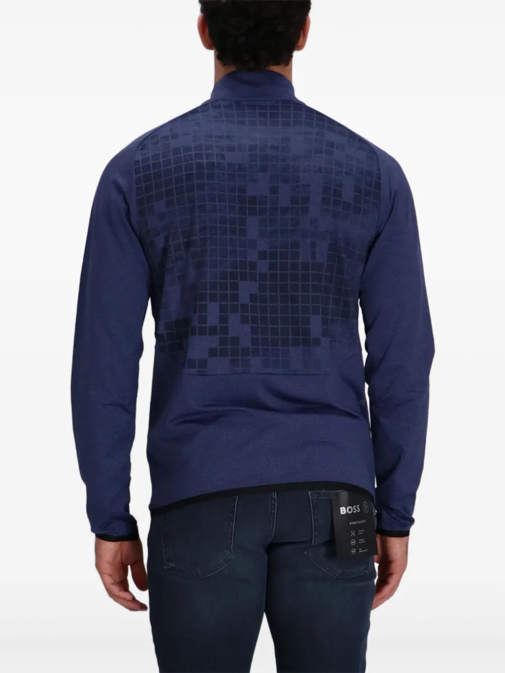 BOSS geometric-pattern zip-up sweatshirt
