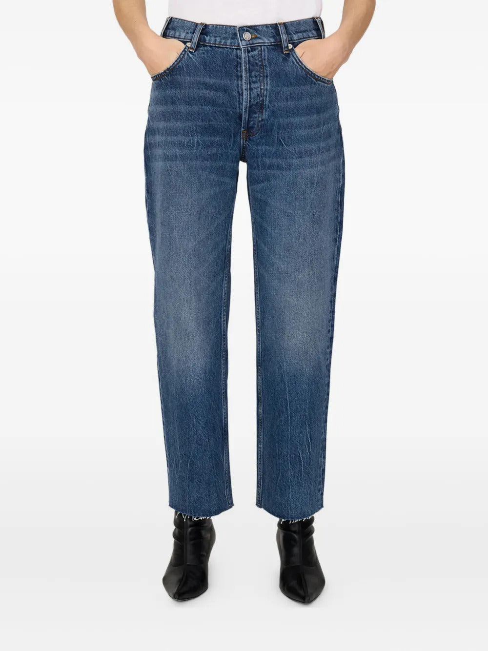 ANINE BING  Gavin button frayed jeans