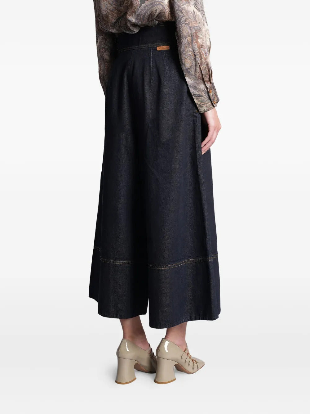 ZIMMERMANN  buckle-detail pleated denim culottes