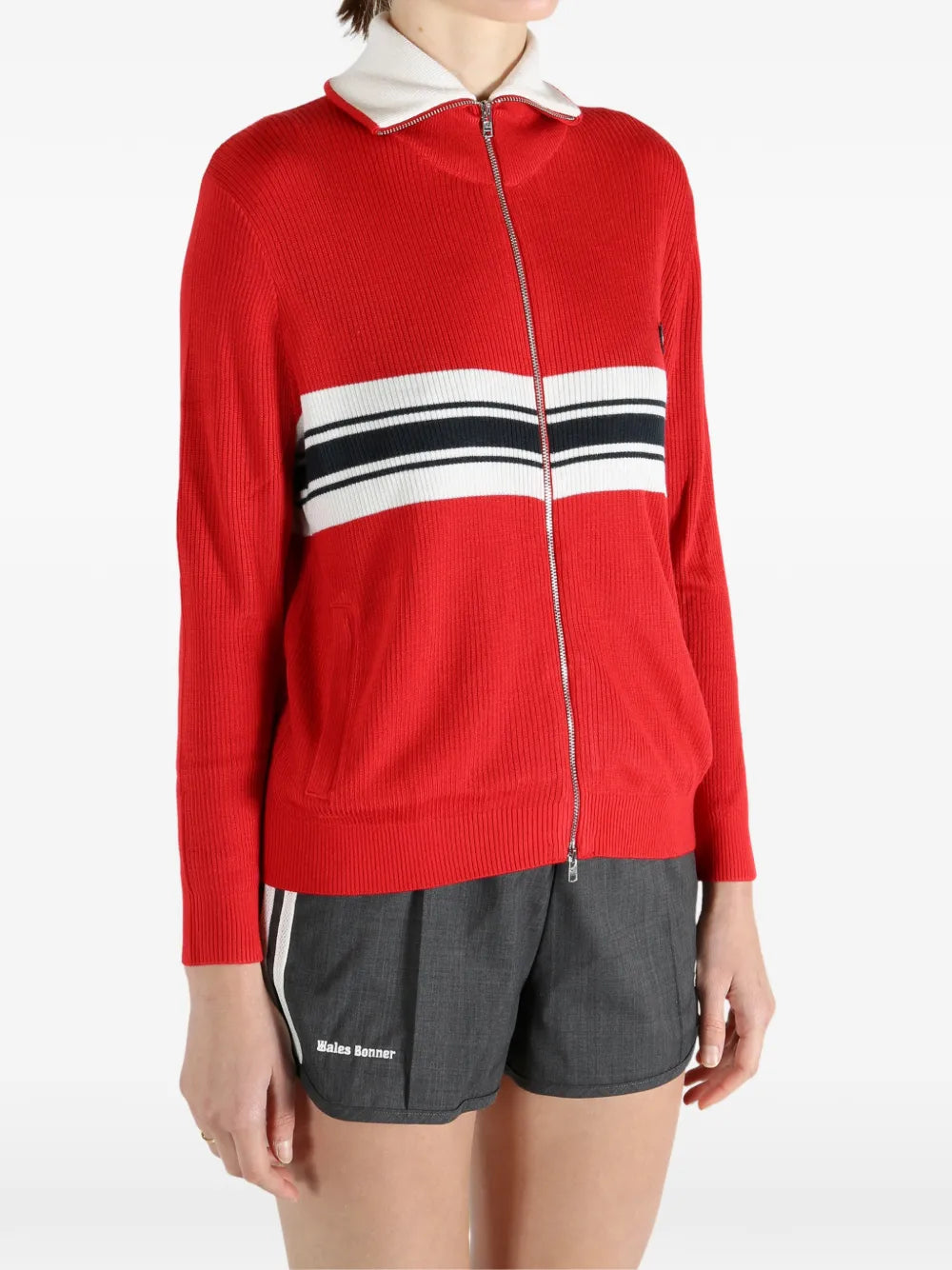 adidas  zip striped sweat