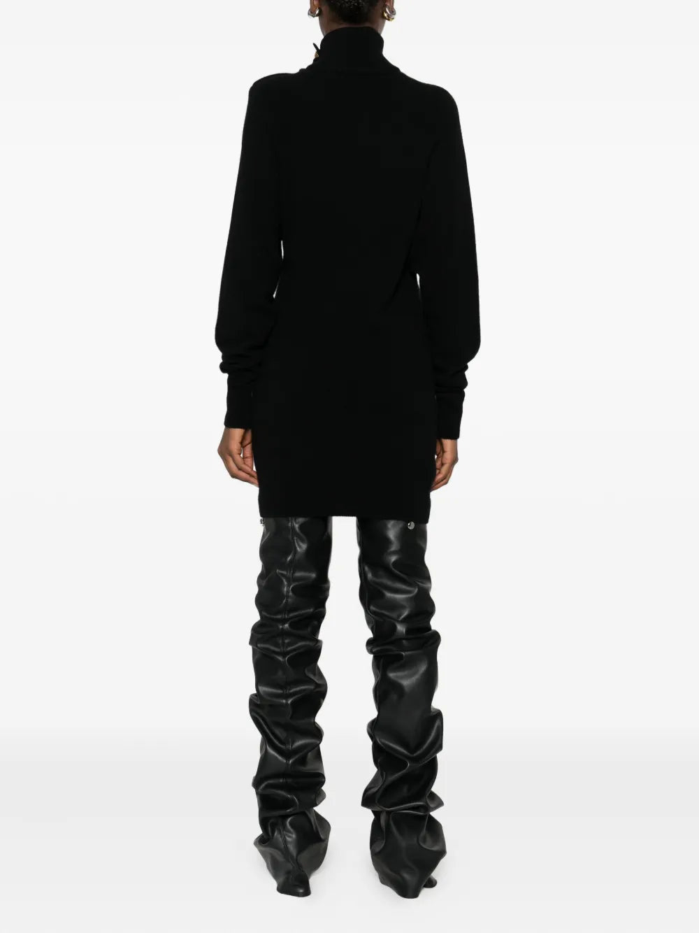Balmain button-embellishment roll-neck dress