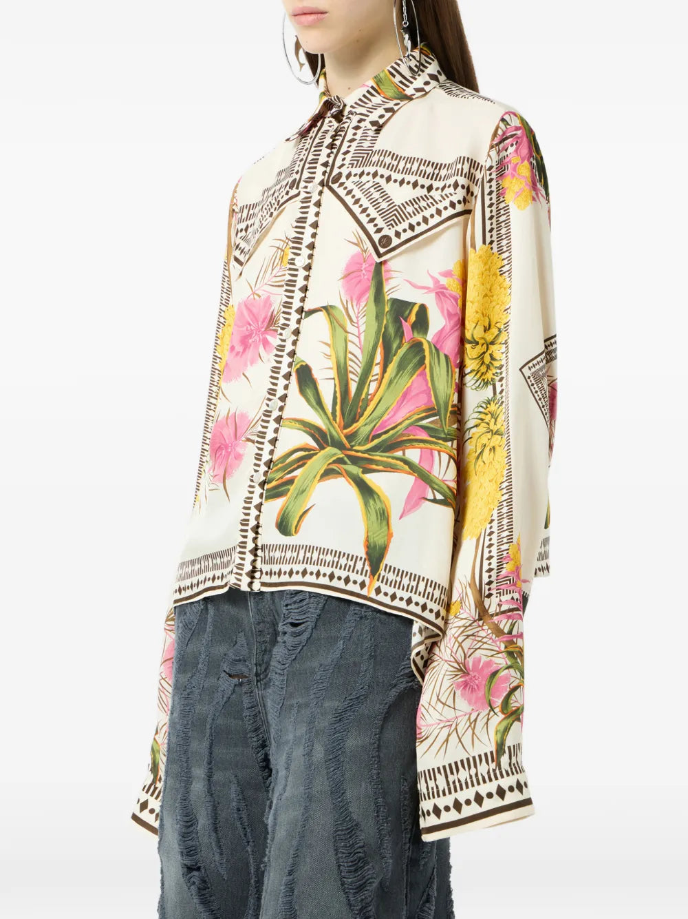 Blumarine floral print twill shirt