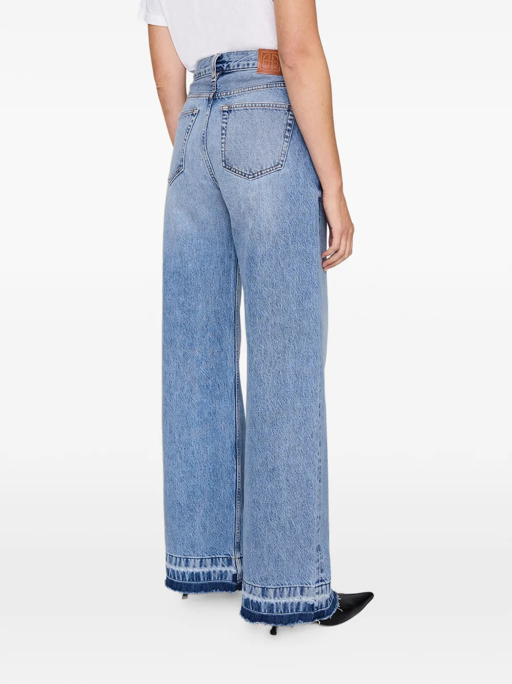 ANINE BING Lewis frayed wide-leg jeans