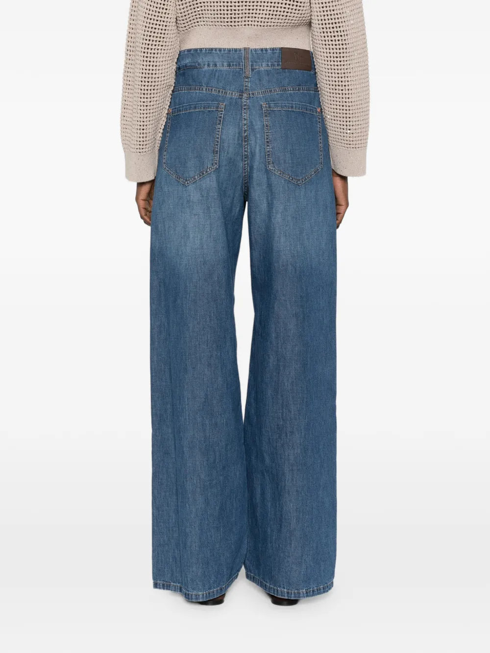 Brunello Cucinelli  embellished-detail wide-leg jeans