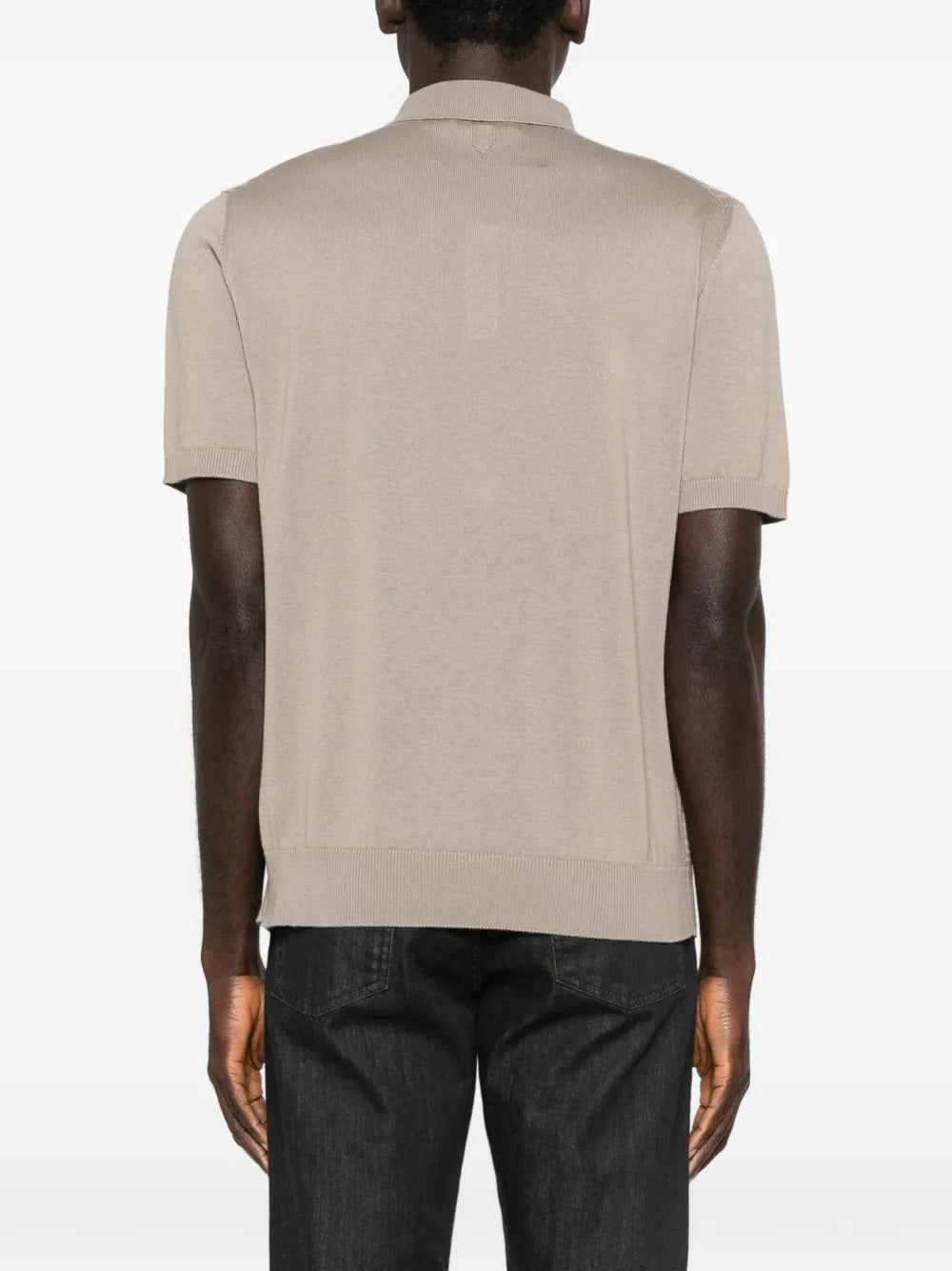 Canali textured knitted polo shirt
